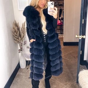 Genuine Fox fur dark navy vest